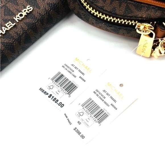 Michael Kors Medium NS Chain Xbody Bag & Jet Set Travel MD ZA Card Case Wallet - Picture 13 of 13